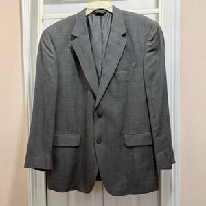 Jos. A. Bank 44R silk & wool sport coat suit jacket blazer Glen Plaid gray tones